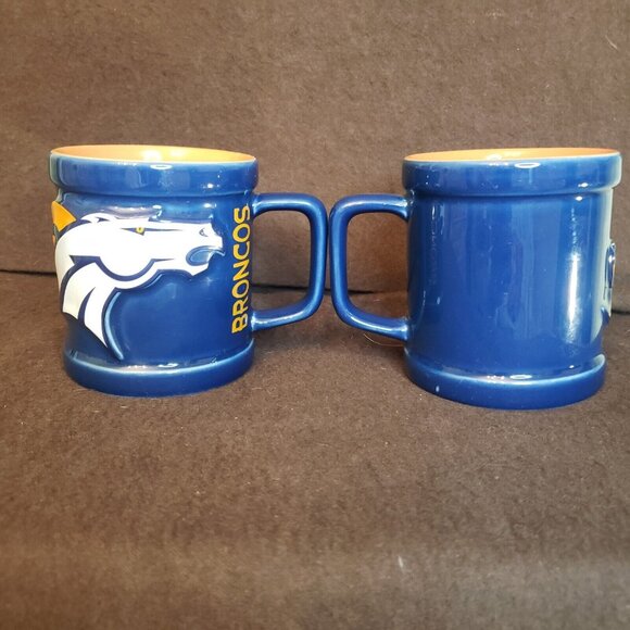 Pair Blue Denver Broncos‎ Ceramic Coffee Mugs Cups NFL - Picture 5 of 11